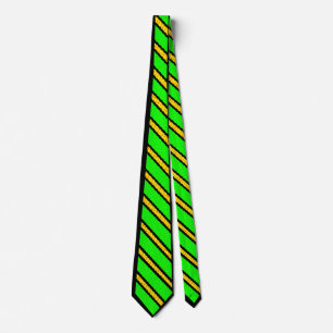 Cartoon Neck Tie Green with Yellow Stripes