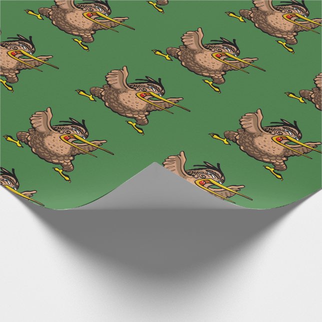 Cartoon New Zealand Kiwi bird doing a Maori Haka Wrapping Paper (Corner)