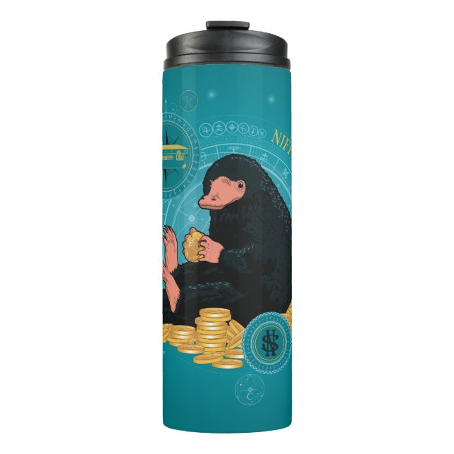 Cartoon NIFFLER™ With Gold Coins Thermal Tumbler (Front)