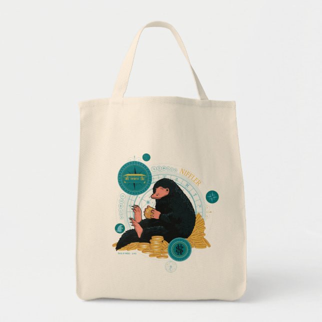 Cartoon NIFFLER™ With Gold Coins Tote Bag (Front)