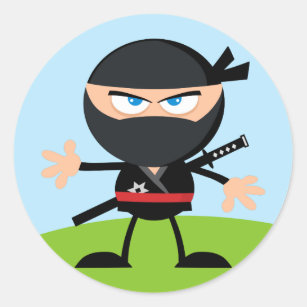 Cartoon Ninja Warrior Classic Round Sticker