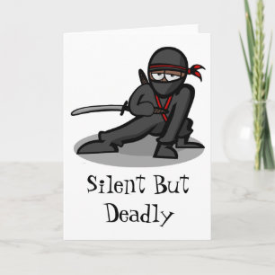 Cartoon Ninja  Warrior "silent but Deadly" Holiday Card