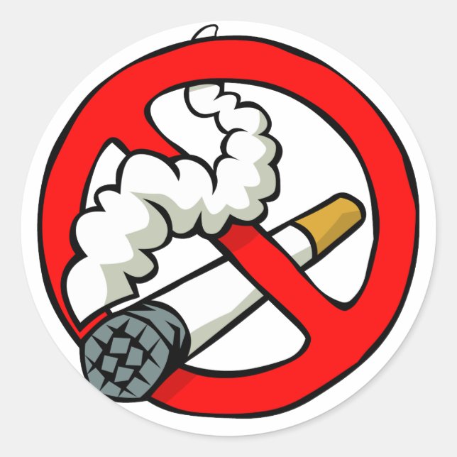 Cartoon No Smoking Sign Classic Round Sticker (Front)