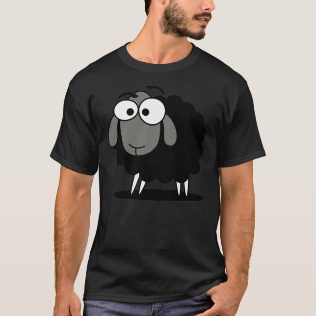 Cartoon noir mouton drôle T-shirt Sticker Duvet Co (Devant)