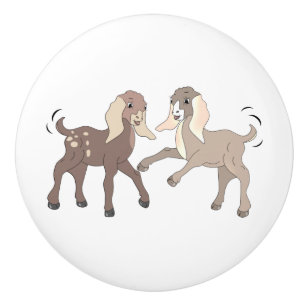 Cartoon Nubian Goat Kids Ceramic Knob