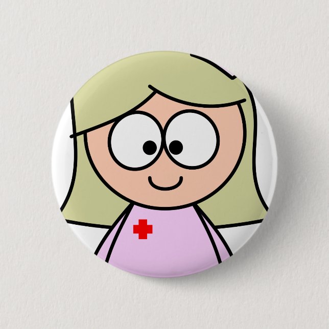 Cartoon Nurse 2 Inch Round Button (Front)