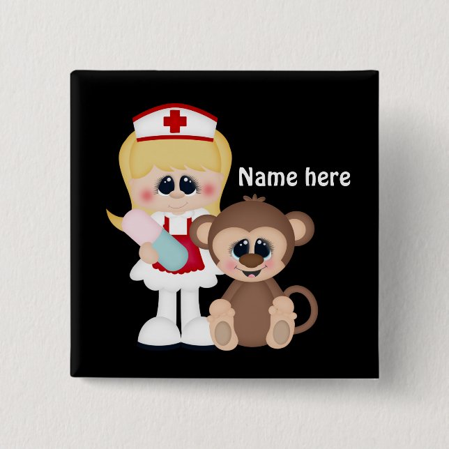 Cartoon Nurse add name button (Front)