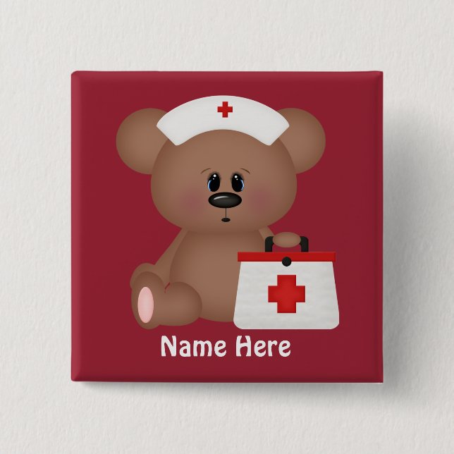 Cartoon nurse add name button (Front)