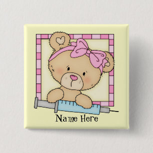 Cartoon Nurse Bear button