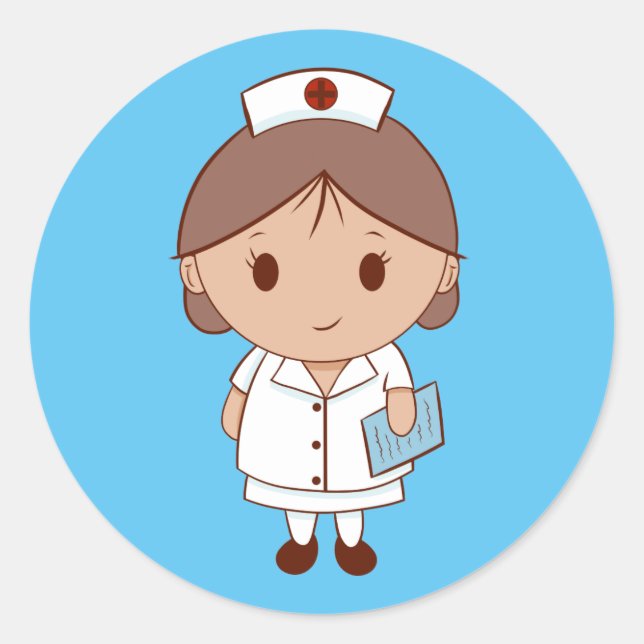 Cartoon Nurse Classic Round Sticker (Front)