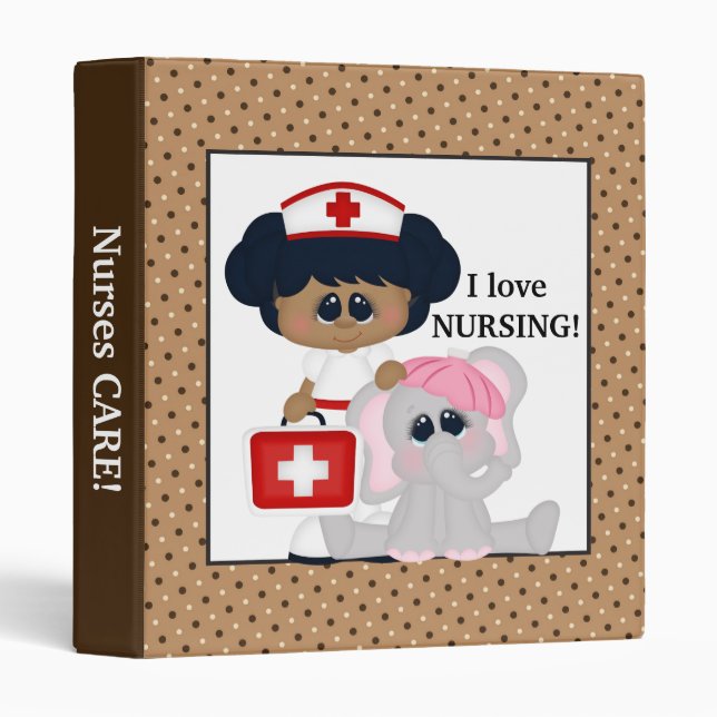Cartoon Nurse et Elephant amusant Classeur (Devant/Côté)