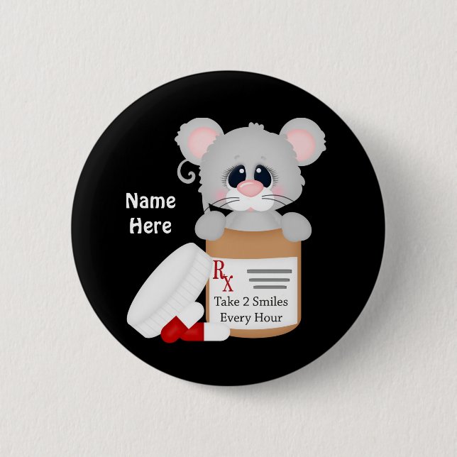 Cartoon Nurse Mouse add name button (Front)