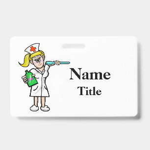 Cartoon Nurse With Medicine Badge  Customize!
