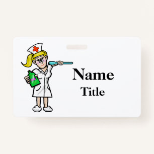 Cartoon Nurse With Medicine Badge  Customize!