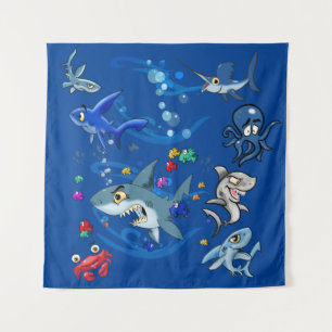 Cartoon Ocean Tapestry