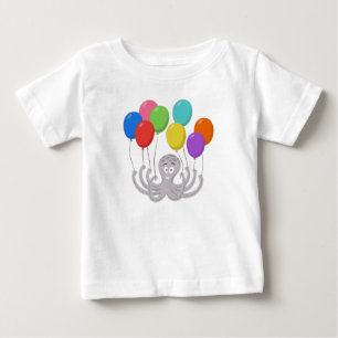 Cartoon Octopus Colorful Balloons  Baby T-Shirt