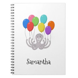Cartoon Octopus Colorful Balloons Back to School  