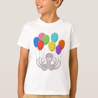Cartoon Octopus Colorful Balloons Kids