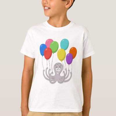 Cartoon Octopus Colorful Balloons Kids