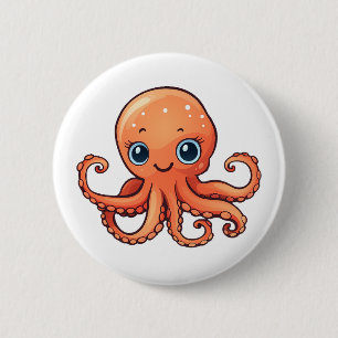 Cartoon octopus illustration 2 inch round button