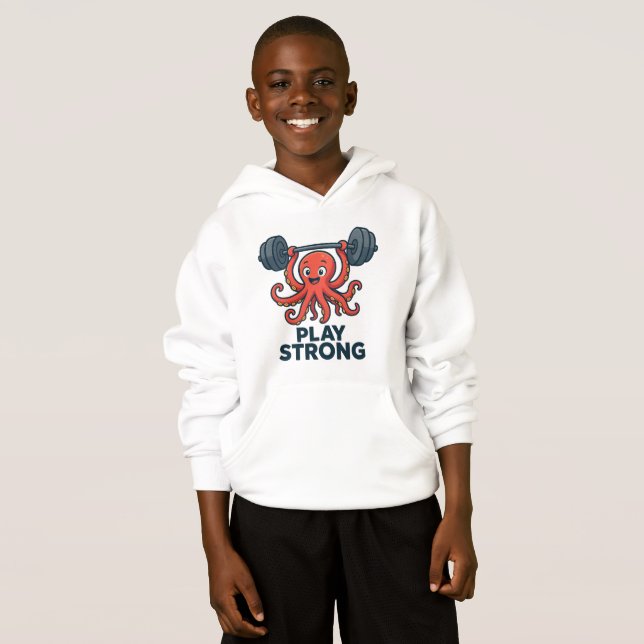 Cartoon Octopus Weightlifting – Play Strong Gym  (Front Full)
