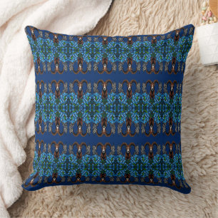 Cartoon Of A Bighorn Sheep With Colorado Blue Throw Pillow