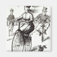 Cartoon of a Lady on a Velocipede, 1869