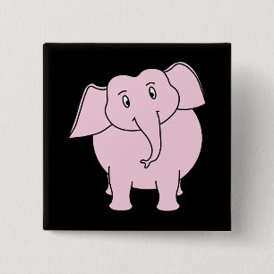 Cartoon of a Pink Elephant 2 Inch Square Button