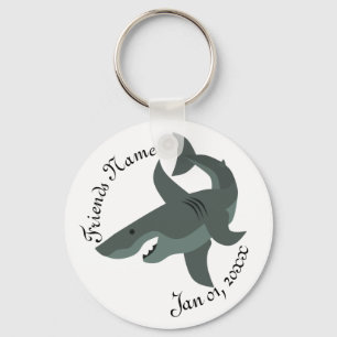 Cartoon of a Scary Great Shark Keychain