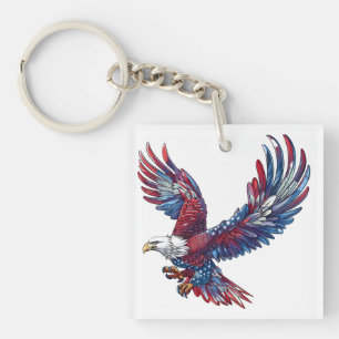 Cartoon of an eagle, 4th of July concept Keychain