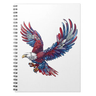 Cartoon of an eagle, 4th of July concept Notebook