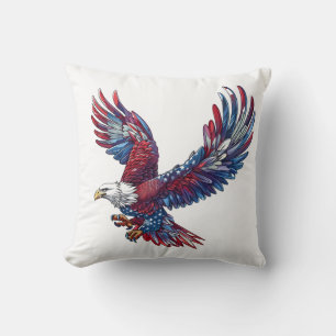 Cartoon of an eagle, 4th of July concept Throw Pillow