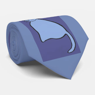 Cartoon of blue, cute, quiet cat with pink ears. tie