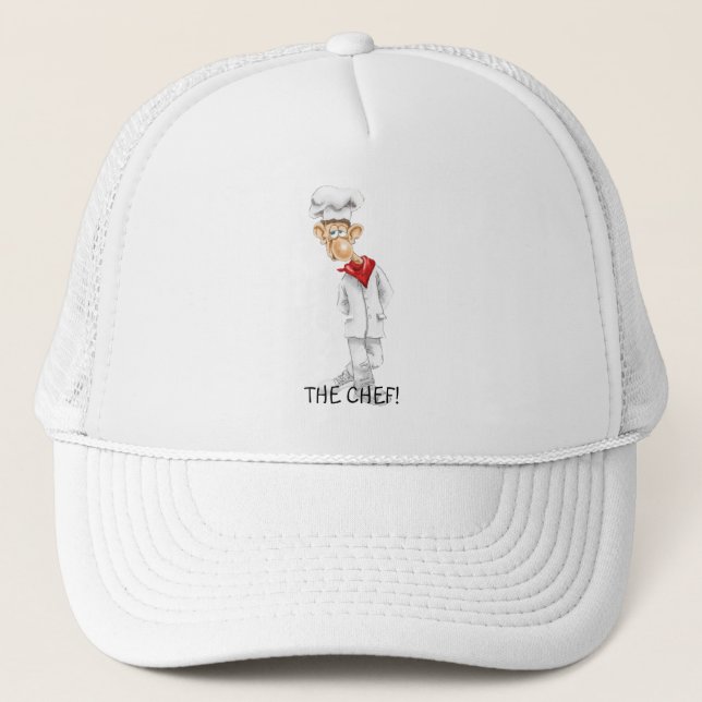 Cartoon of Chef with funny sayings Trucker Hat (Front)