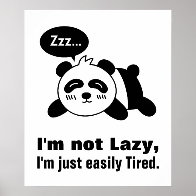 Cartoon of Cute and Lazy Panda Poster (Front)