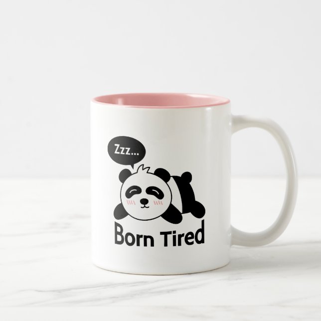 Cartoon of Cute Sleeping Panda Two-Tone Coffee Mug (Right)