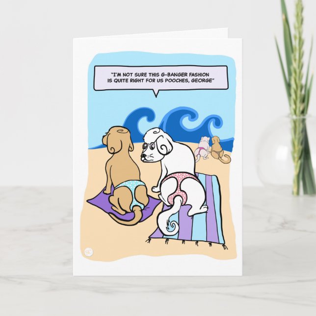 Cartoon  of Dogs Wearing G-bangers Funny Card (Front)