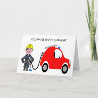 Cartoon of firemen holding his hose
