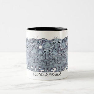 Cartoon of Funny Elephant Family Two-Tone Coffee Mug