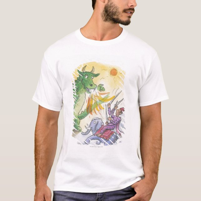 Cartoon of mythological fire breathing dragon T-Shirt (Front)