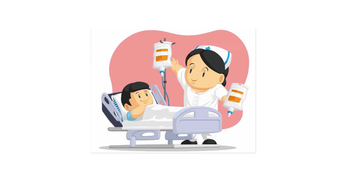 Cartoon of Nurse Helping Child Patient Postcard | Zazzle.ca