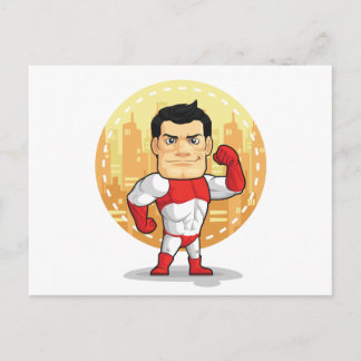 Cartoon of Superhero Postcard