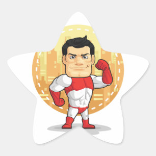 Cartoon of Superhero Star Sticker