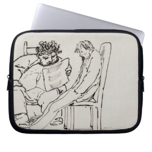 Cartoon of William Morris (1834-96) reading poetry Laptop Sleeve