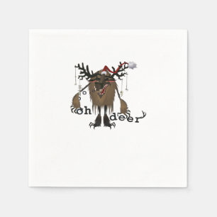 Cartoon Oh Deer Funny Reindeer Holiday Gamer Gift  Napkin