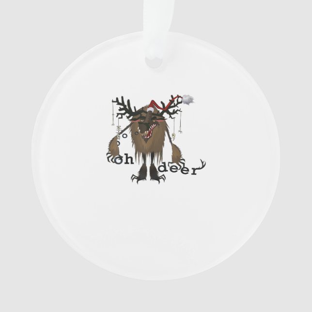 Cartoon Oh Deer Funny Reindeer Holiday Gamer Gift Ornament (Front)