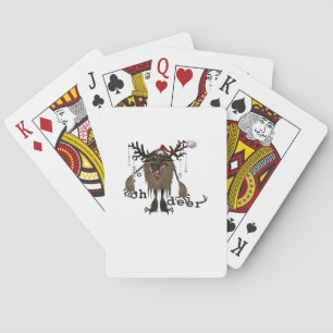 Cartoon Oh Deer Funny Reindeer Holiday Gamer Gift Playing Cards