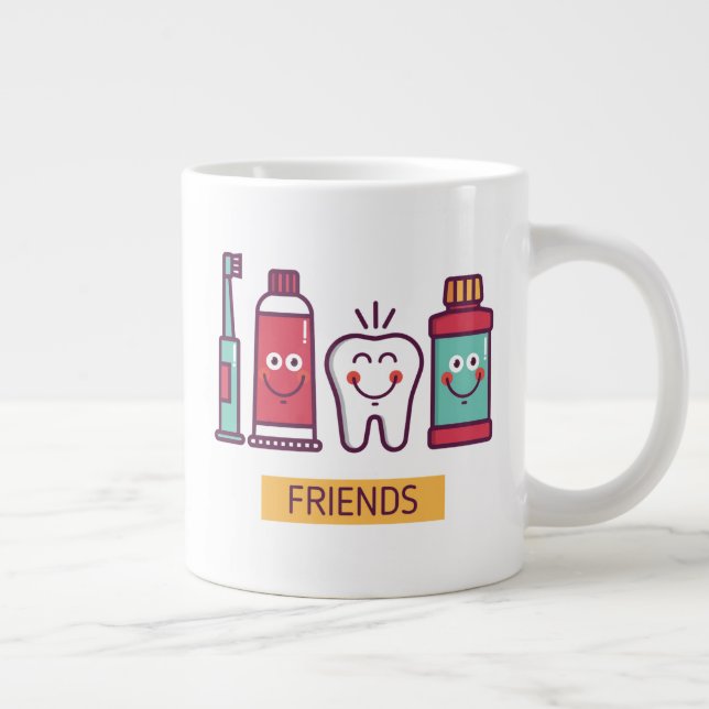 Cartoon Oral Care Friends Large Coffee Mug (Right)