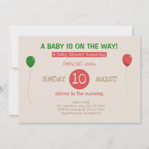 Cartoon Orange Cat Baby Shower Invitation
