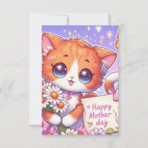 Cartoon Orange Kitten Happy Mother's Day Card